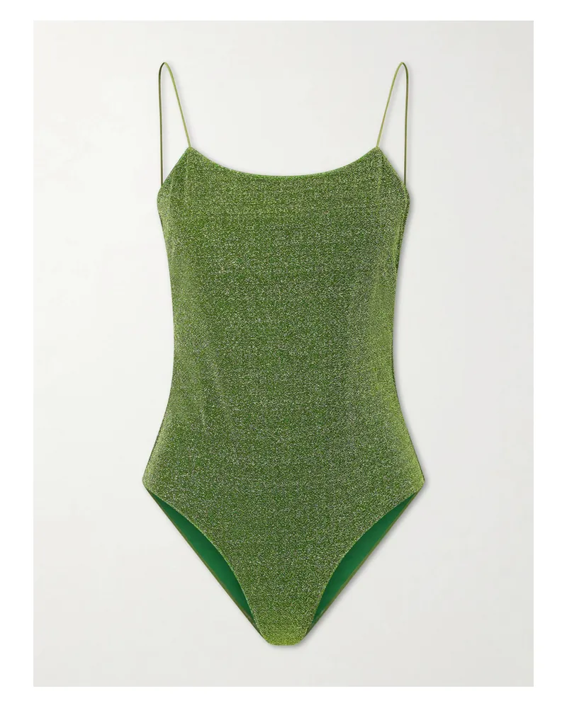 Oséree Lumière Badeanzug In Metallic-optik - Grün Grün