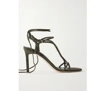 Lily Sandalen Aus Geflochtenem Veloursleder Mit Verzierungen - Grün