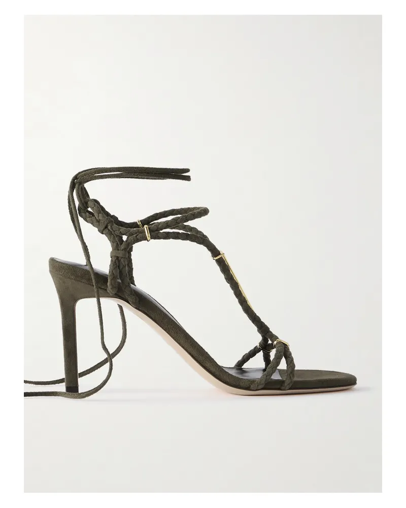 Tom Ford Lily Sandalen Aus Geflochtenem Veloursleder Mit Verzierungen - Grün Grün