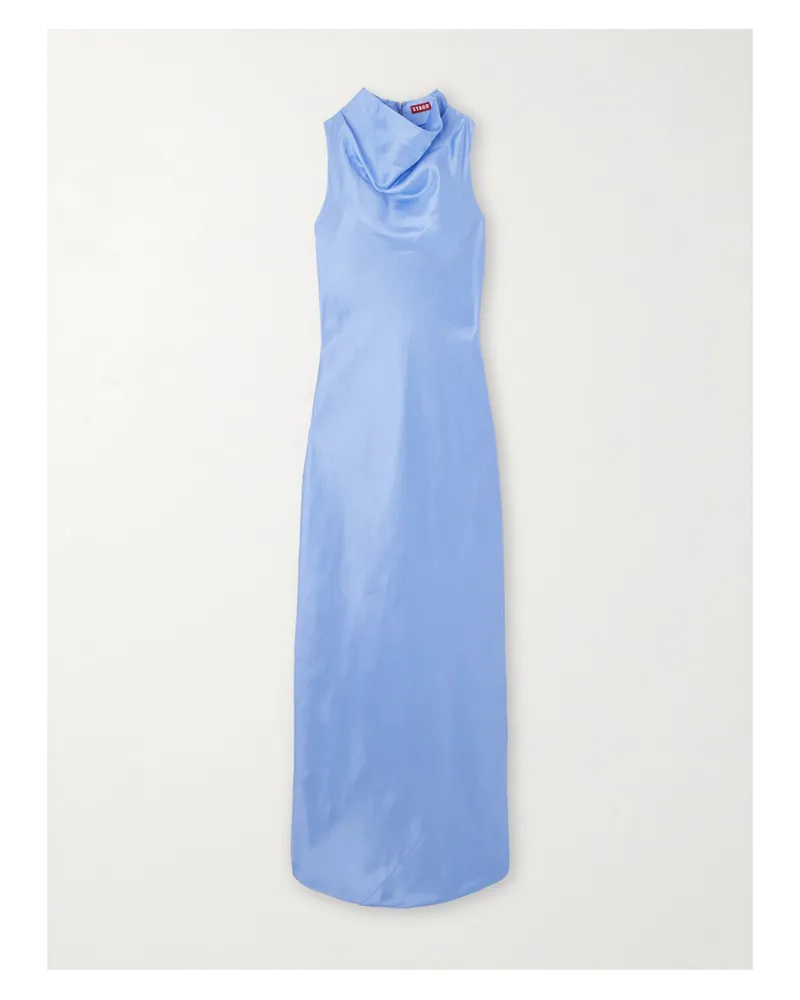 STAUD Rochelle Robe Aus Seidensatin - Blau Blau