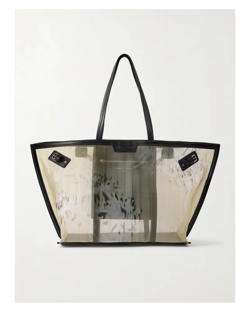 Proenza Schouler Days Carryall Leather-trimmed Printed Mesh Tote - Yellow Yellow