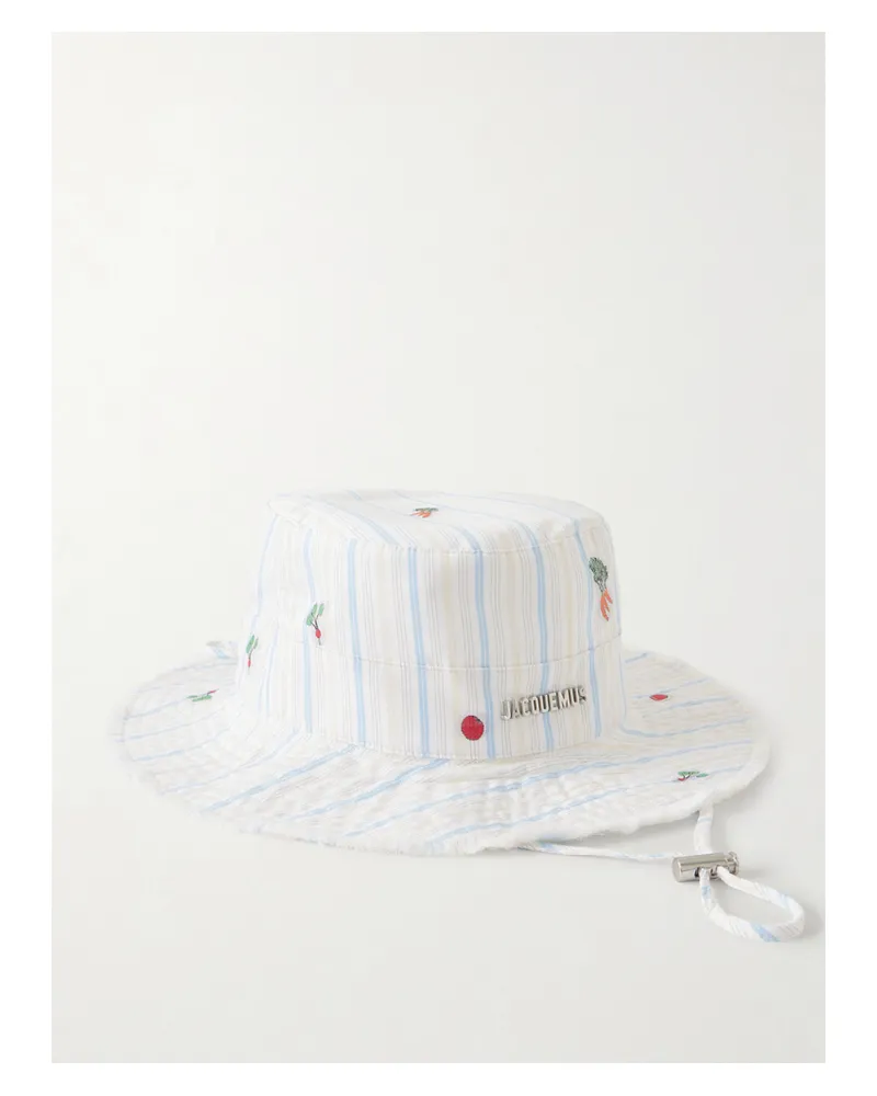 Jacquemus Le Bob Artichaut Fischerhut Aus Gestreifter Baumwolle - Weiß Weiß