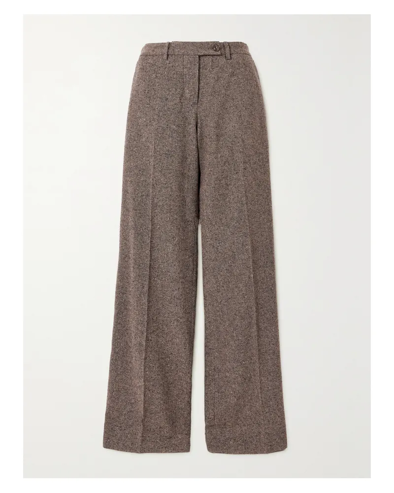 Fortela Juliana Hose Mit Geradem Bein Aus Meliertem Tweed Aus Einer Wollmischung - Braun Braun