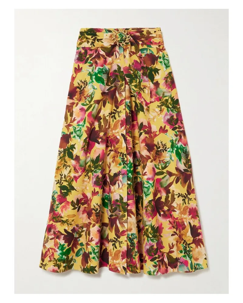 Saloni Neesha Midirock Aus Baumwolle Mit Blumenprint Und Gürtel - Gelb Gelb