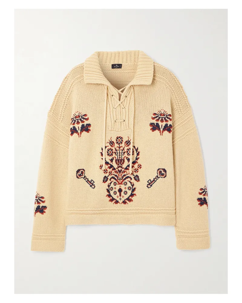 Etro Pullover Aus Einer Woll-kaschmirmischung Mit Polokragen - Neutral Neutral