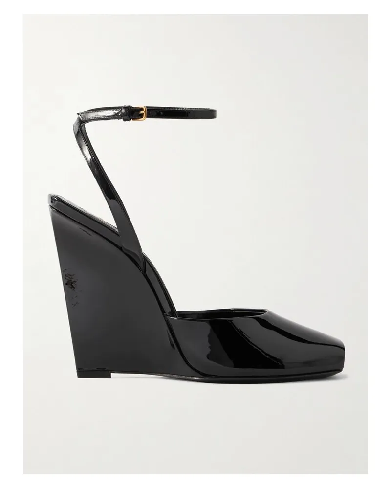 Saint Laurent La Scandale Wedges Aus Lackleder - Schwarz Schwarz
