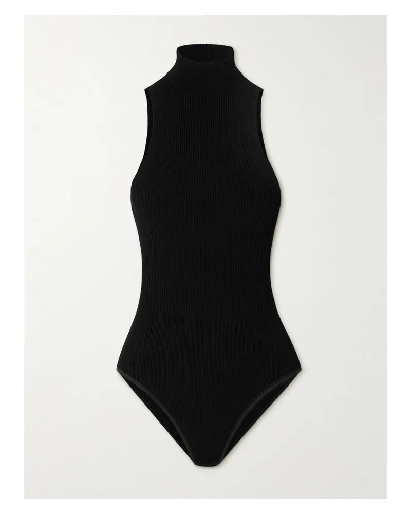 Alaïa Ribbed-knit Turtleneck Bodysuit - Black Black