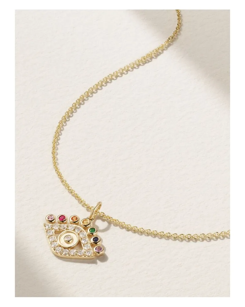 Sydney Evan Evil Eye Kette Aus 14 Karat Gold Mit Mehreren Steinen Gold