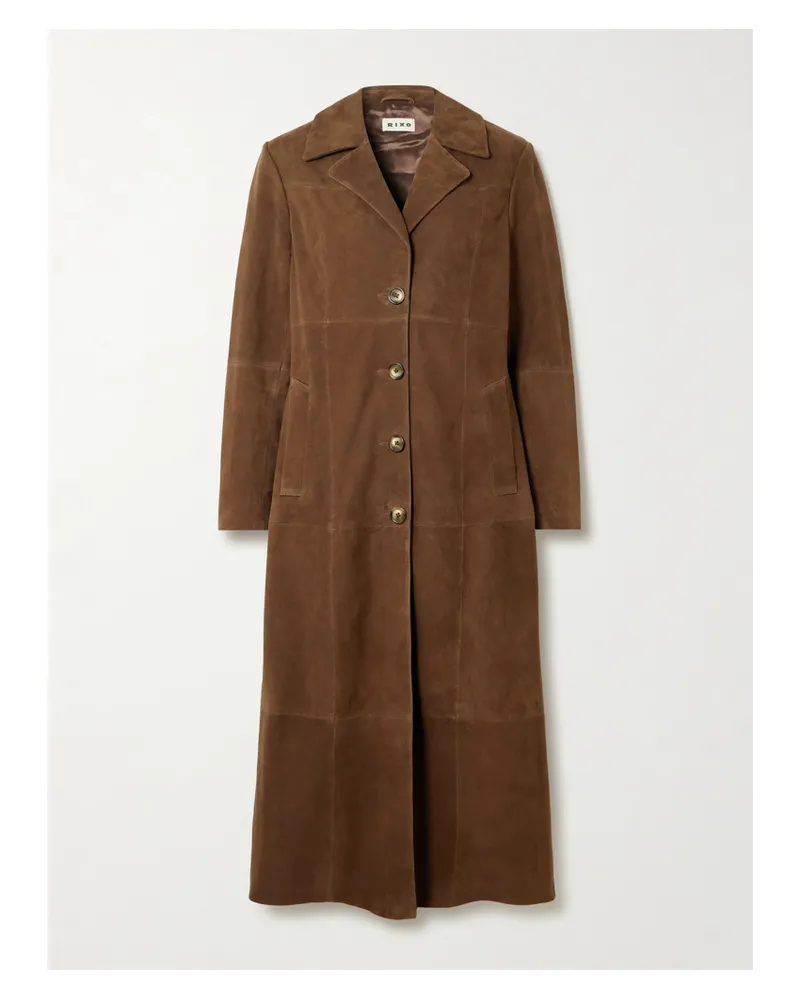 RIXO Astraea Paneled Suede Coat - Brown Brown