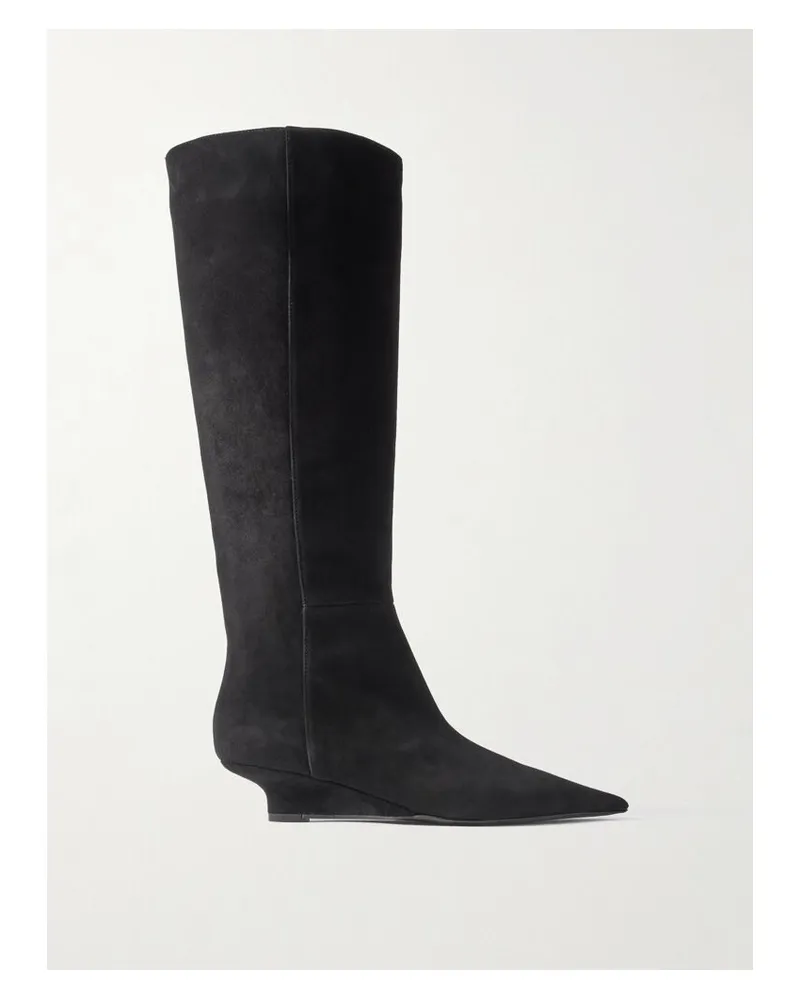 Totême Sharp Kniehohe Stiefel Aus Veloursleder - Schwarz Schwarz