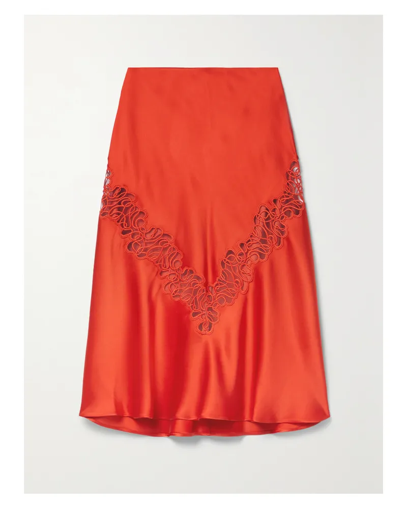 Stella McCartney Rock Aus Satin Mit Tülleinsatz Und Stickereien - Rot Rot