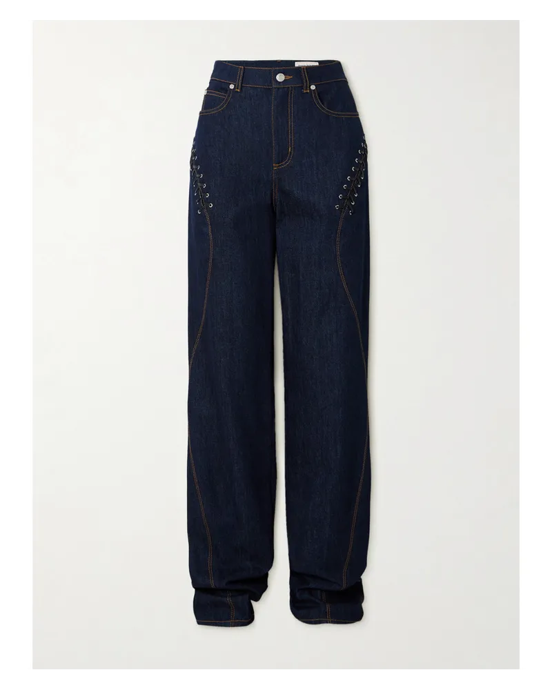 Alexander McQueen Hoch Sitzende Jeans mit Kontrastnähten Blau