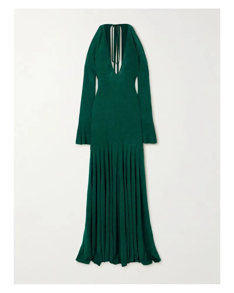 Christopher John Rogers Maxikleid Aus Rippstrick Mit Cut-out - Grün Grün