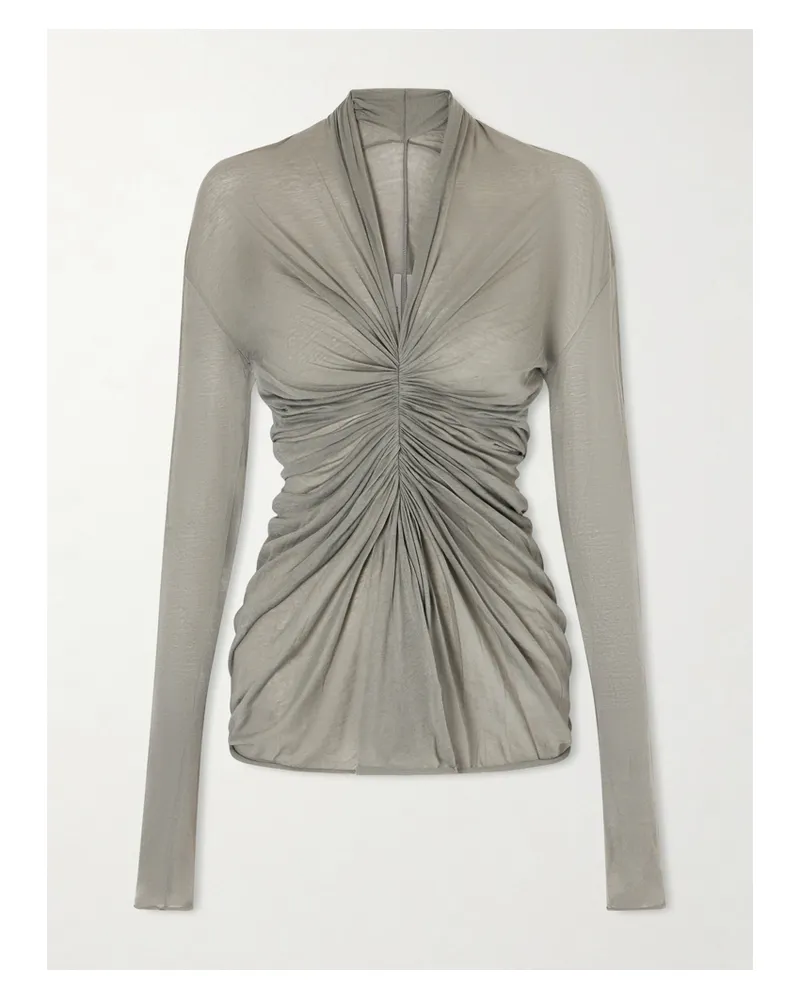 Rick Owens Ruched Cotton-jersey T-shirt - Gray Gray