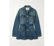 Jeansjacke Mit Schößchen Und Gürtel - Blau