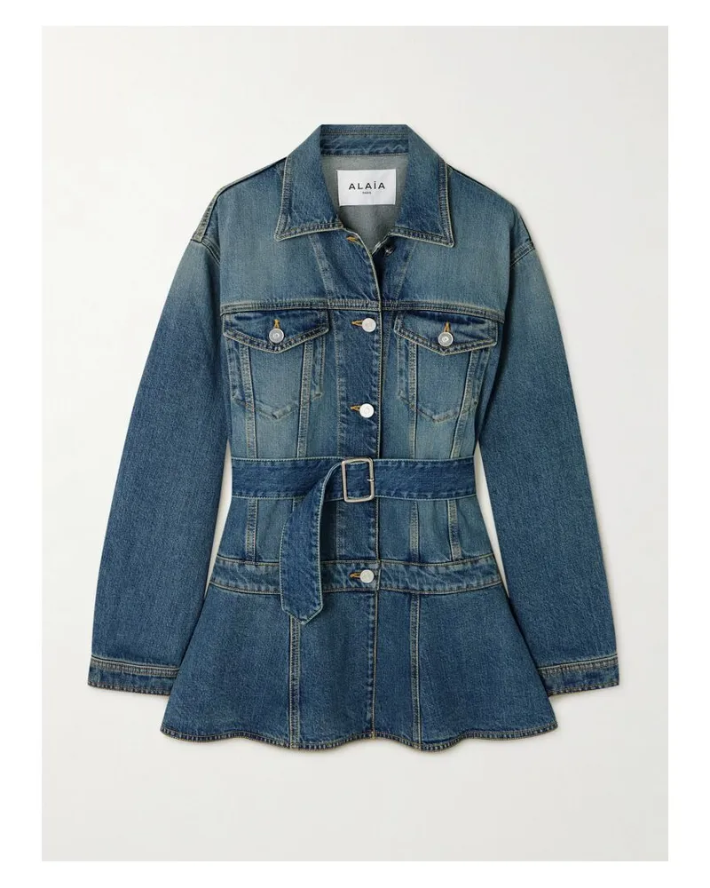 Alaïa Jeansjacke Mit Schößchen Und Gürtel - Blau Blau