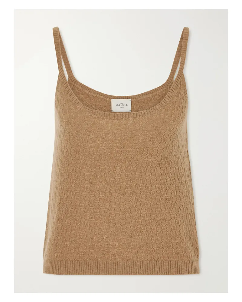 Le Kasha 1918 Fregene Pointelle-knit Cashmere Top - Brown Brown