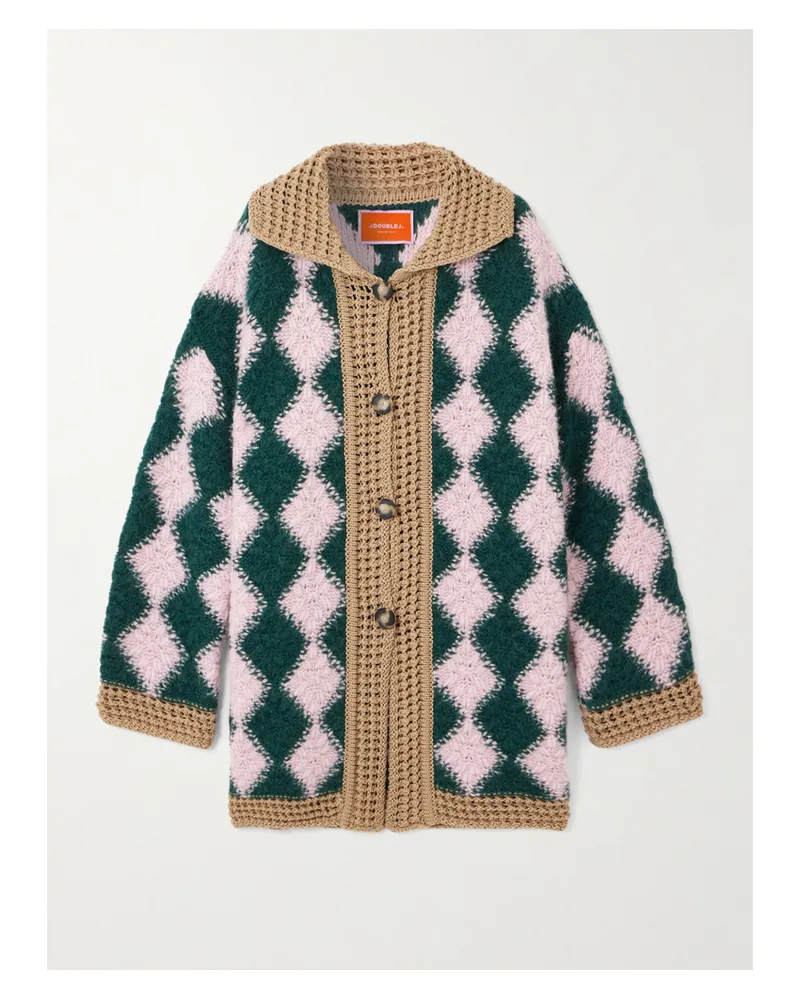 La DoubleJ Bowling Cardigan Aus Einer Gehäkelten Wollmischung - Blau Blau