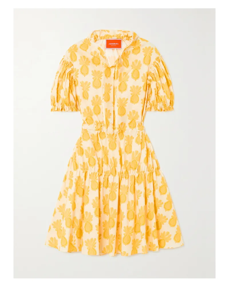La DoubleJ Biscotto Minikleid Aus Bedruckter Baumwollpopeline - Gelb Gelb