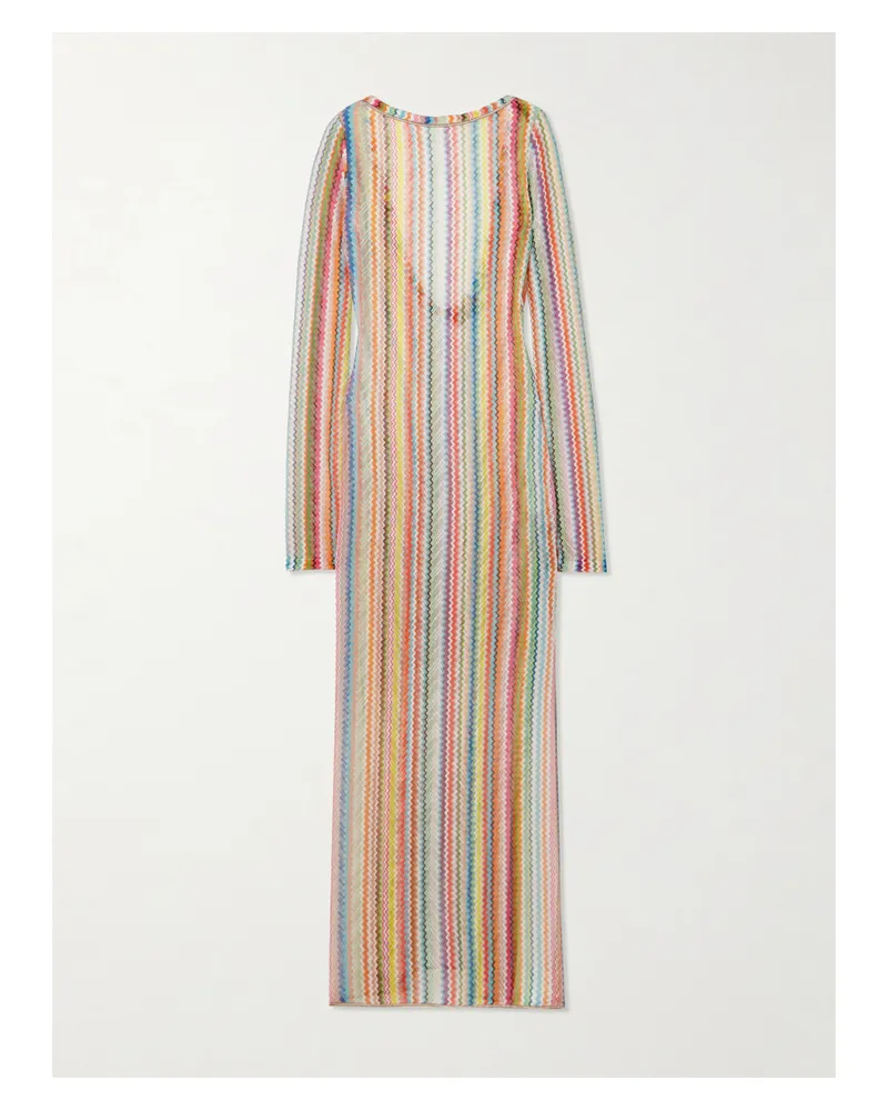 Missoni Mare Maxikleid Aus Gestreiftem Häkelstrick Mit Metallic-besätzen - Mehrfarbig Mehrfarbig