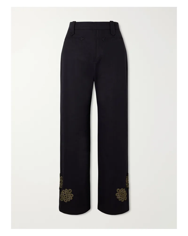 BODE Looped Frog Wide-leg Jeans - Black Black