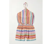 Mare Metallic Crochet-knit Halterneck Playsuit - Multi