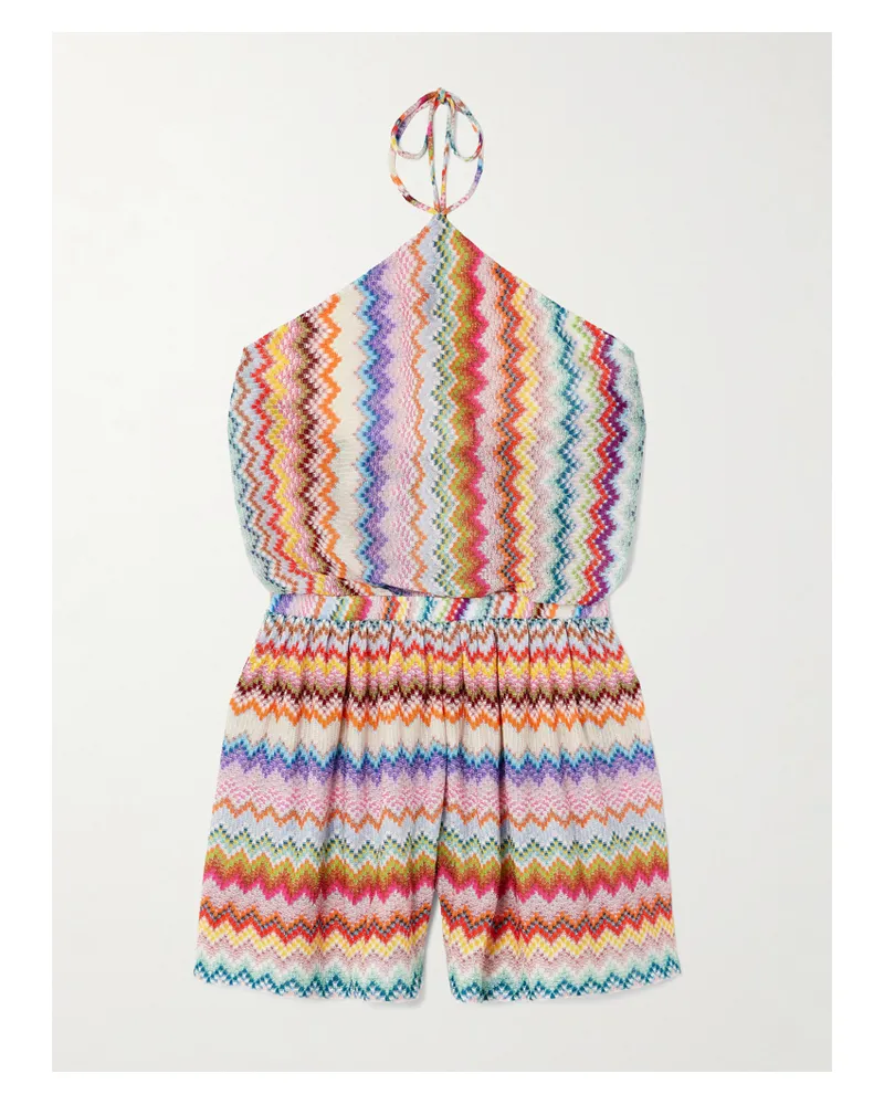 Missoni Mare Metallic Crochet-knit Halterneck Playsuit - Multi Multi