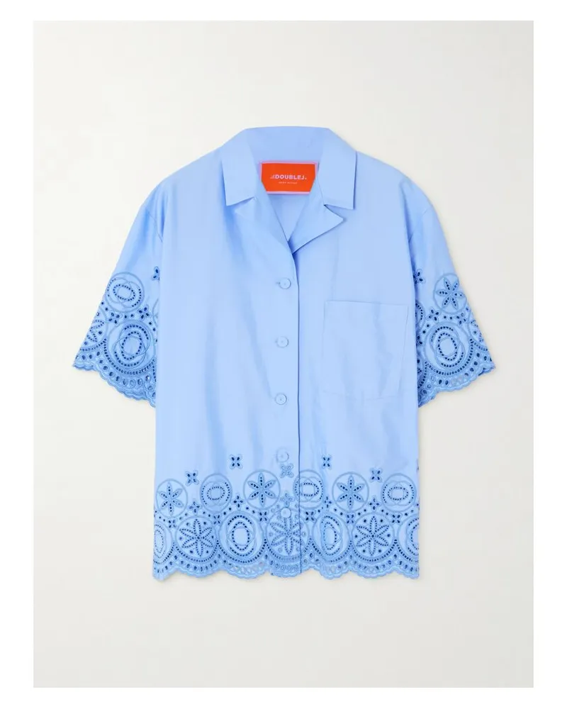 La DoubleJ Hemd Aus Einer Baumwollmischung Mit Lochstickerei Und Wellenkanten - Blau Blau