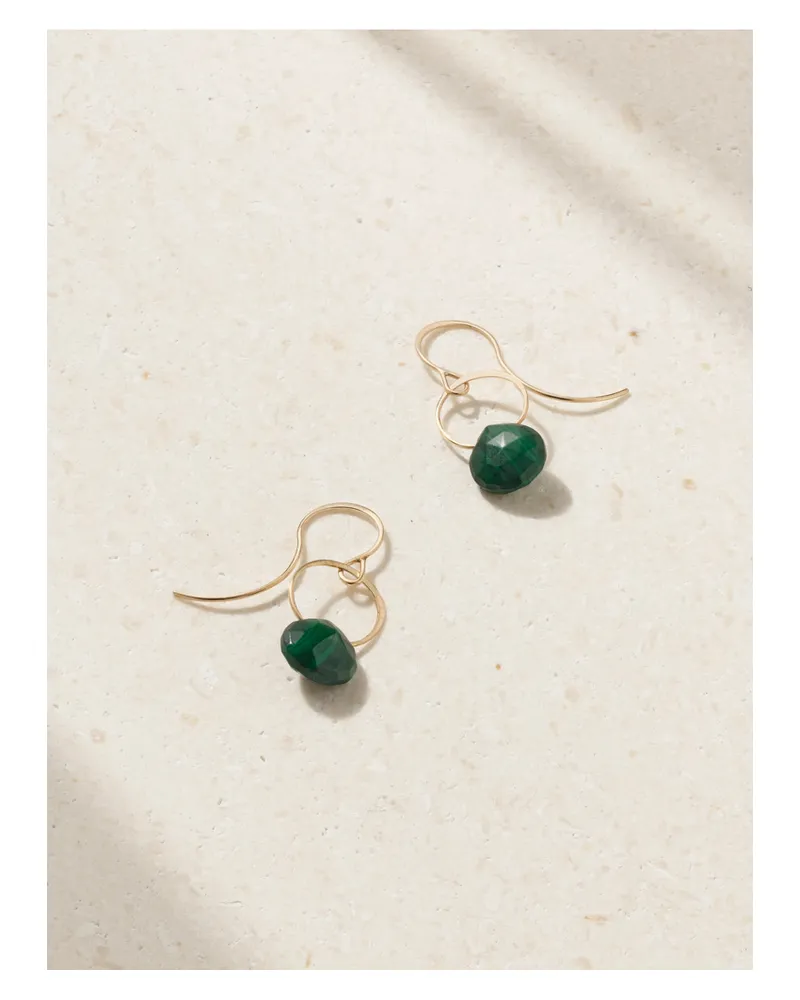 Melissa Joy Manning Ohrringe Aus Recyceltem 14 Karat Mit Malachiten - Gold Gold