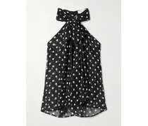 Schluppenbluse Aus Seidenmusselin Mit Polka-dots - Schwarz