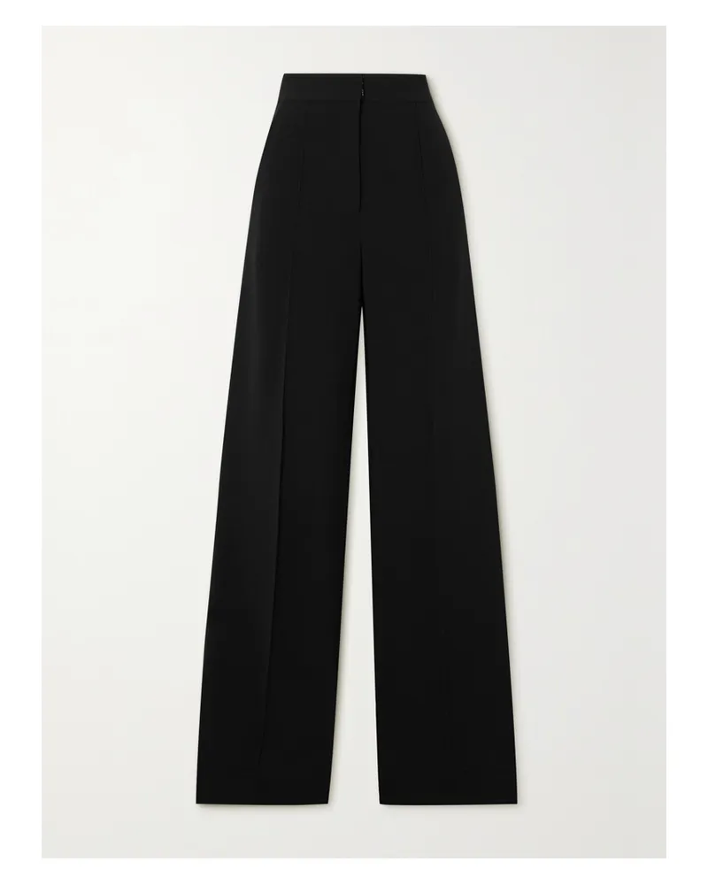 Another Tomorrow Net Sustain Hose Mit Weitem Bein Aus Stretch-merinowolle - Schwarz Schwarz