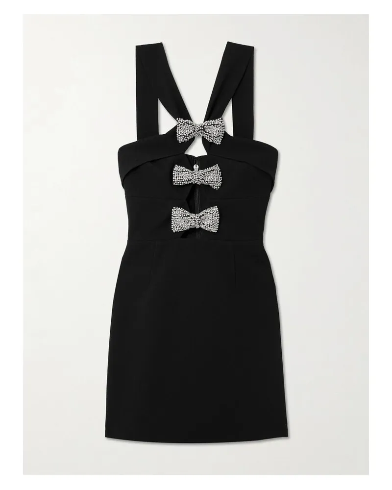 Rebecca Vallance Eliana Minikleid Aus Stretch-cady Mit Cut-outs, Schleifen Und Kristallen - Schwarz Schwarz