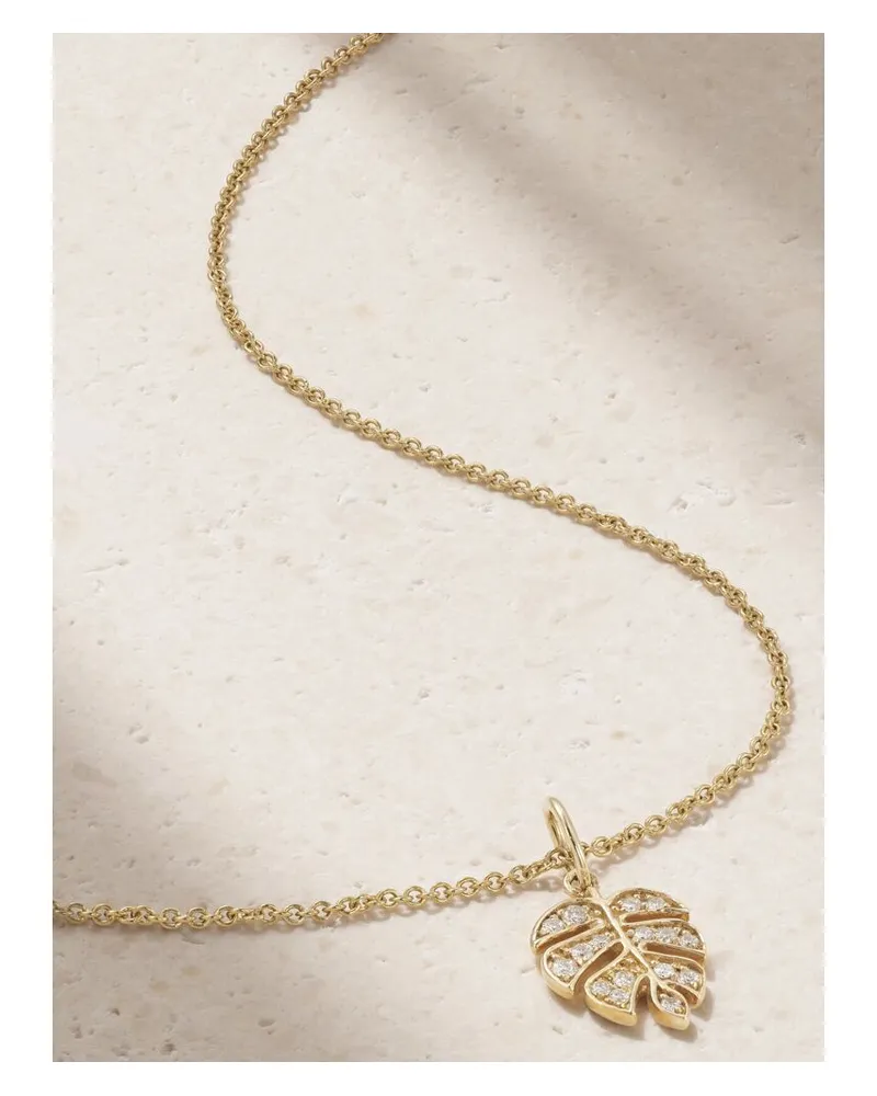 Sydney Evan Small Monstera Leaf Kette Aus 14 Karat Gold Mit Diamanten Gold