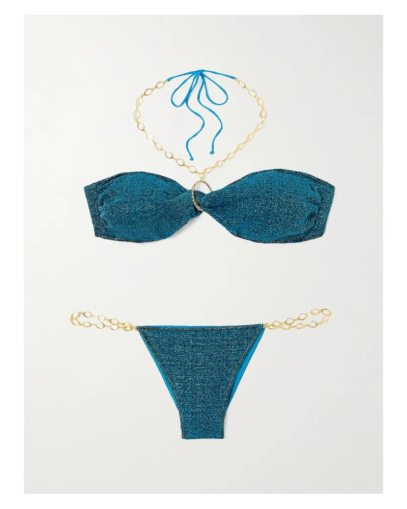 Oséree Lumière O Chain Bikini in Metallic-optik Blau