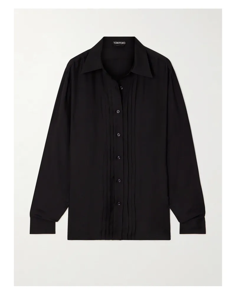 Tom Ford Hemd Aus Seide Mit Falten - Schwarz Schwarz