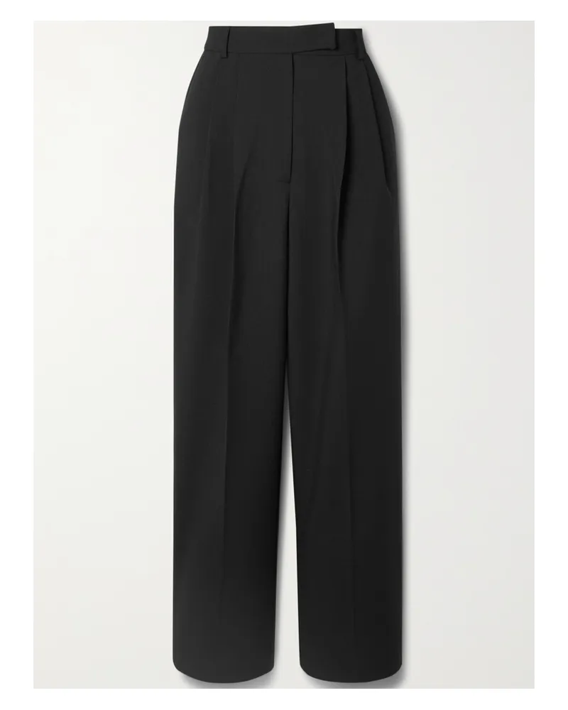 FRANKIE Shop Bea Bundfaltenhose Mit Geradem Bein Aus Crêpe - Schwarz Schwarz