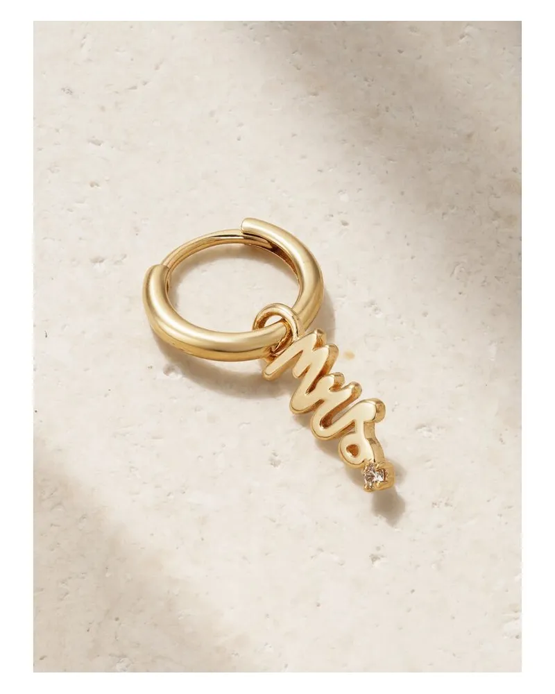 Alison Lou Mrs Einzelne Creole Aus 14 Karat Gold Mit Diamant Gold