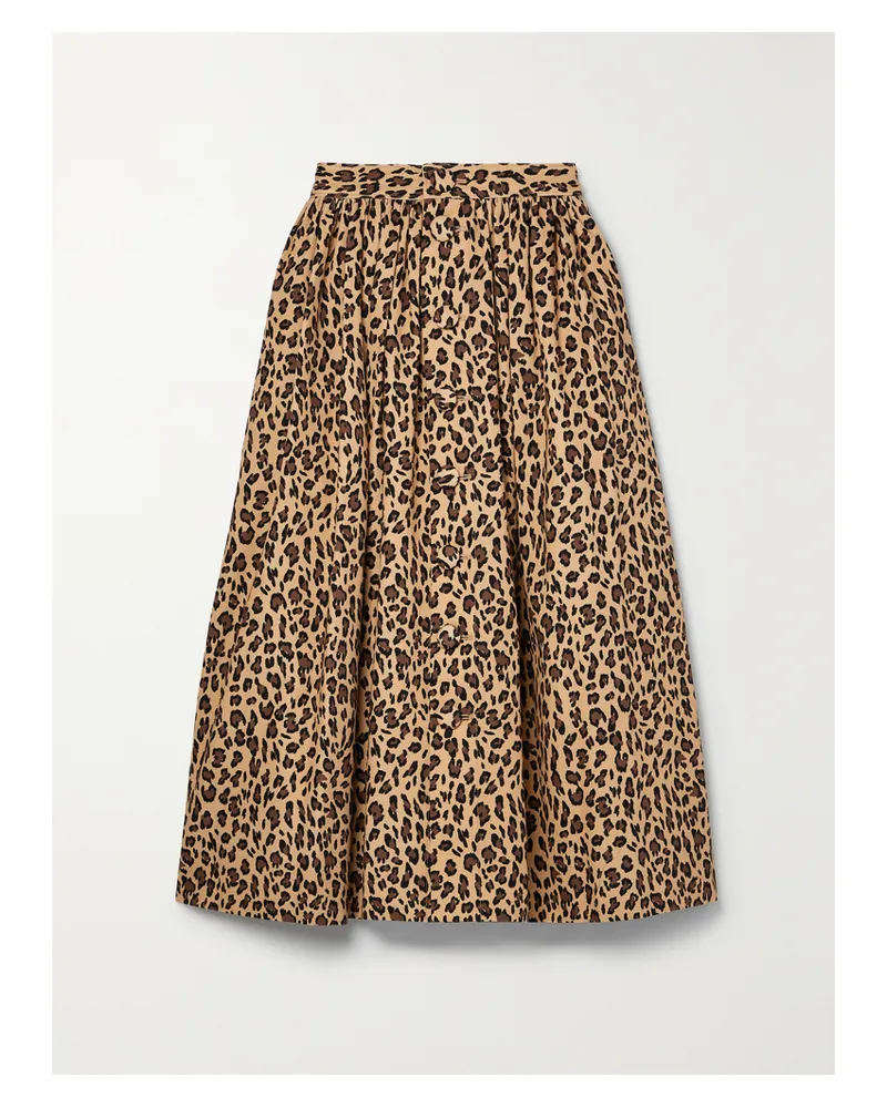 Adam Lippes Midirock Aus Baumwoll-twill Mit Leopardenprint - Neutral Neutral