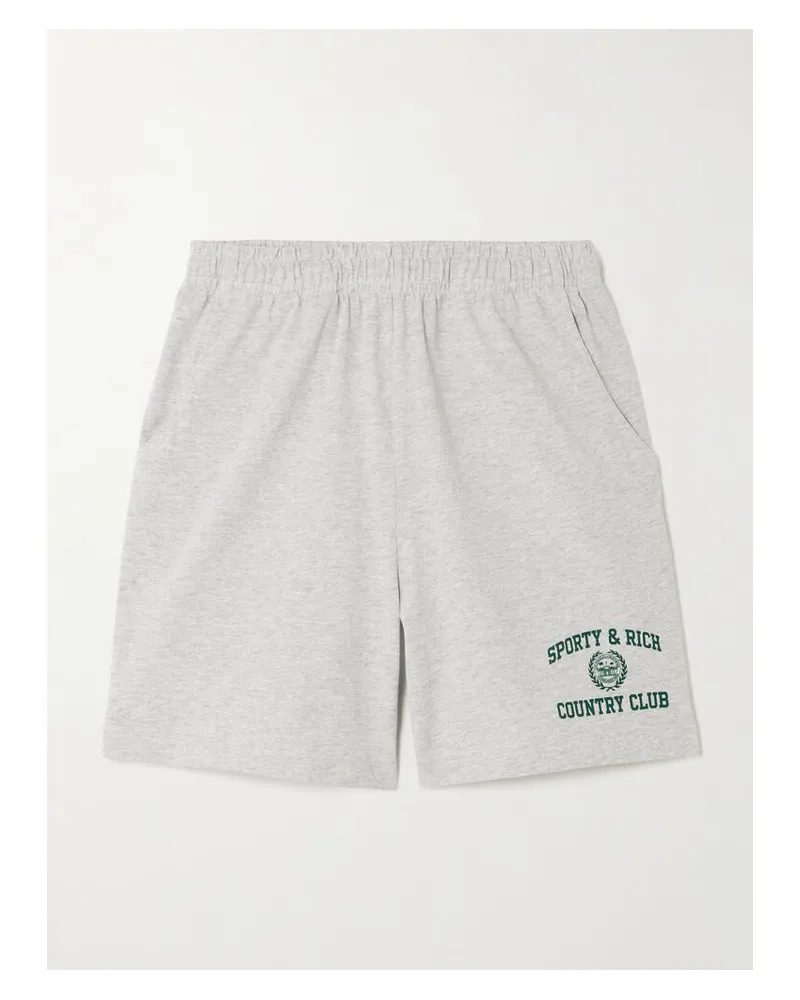 SPORTY & RICH Varsity Crest Shorts Aus Jersey Aus Einer Baumwollmischung Mit Print - Grau Grau