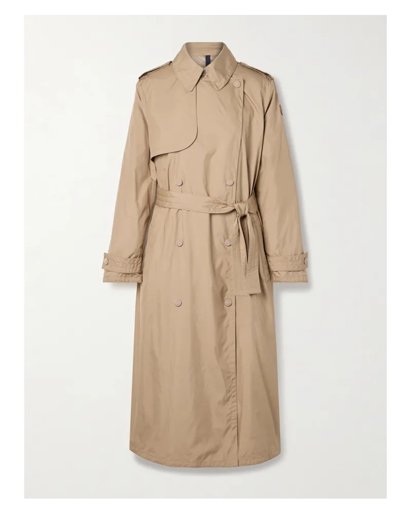 Moncler Barbentane Doppelreihiger Trenchcoat aus Shell Neutral