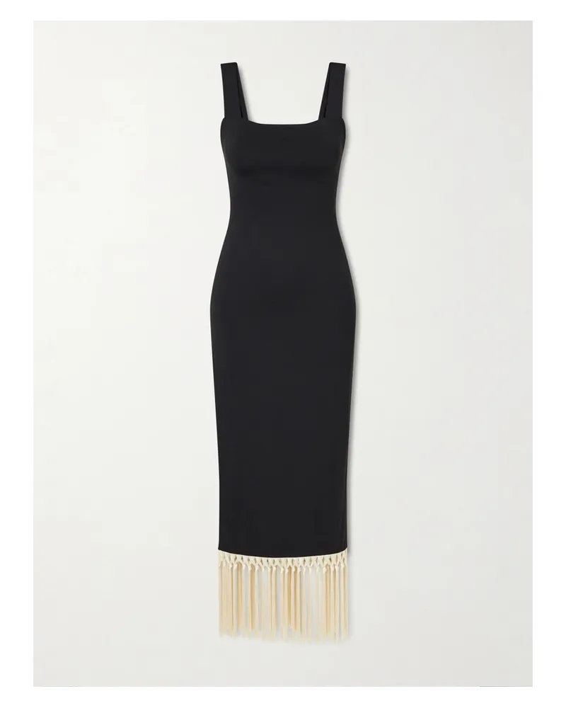 Taller Marmo Fringed Jersey Coverup - Black Black