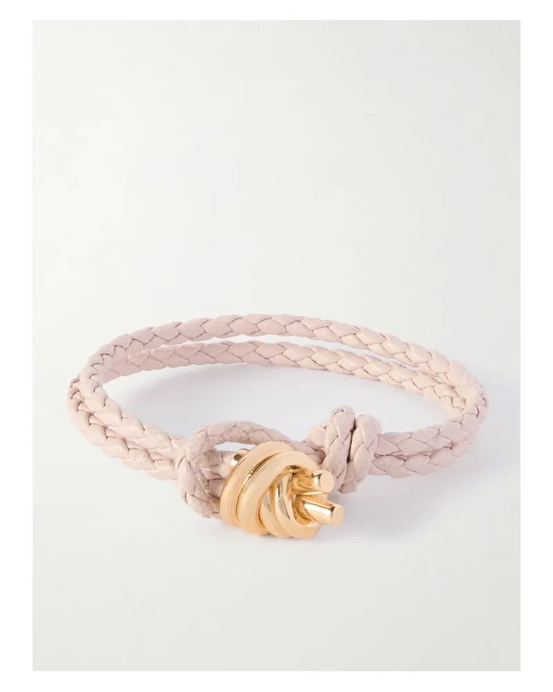 Bottega Veneta Armband Aus Intrecciato-leder Mit Goldfarbenem Detail - Pink Pink