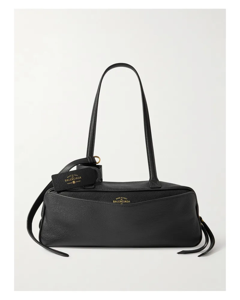 Balenciaga Carrie Small Textured-leather Shoulder Bag - Black Black