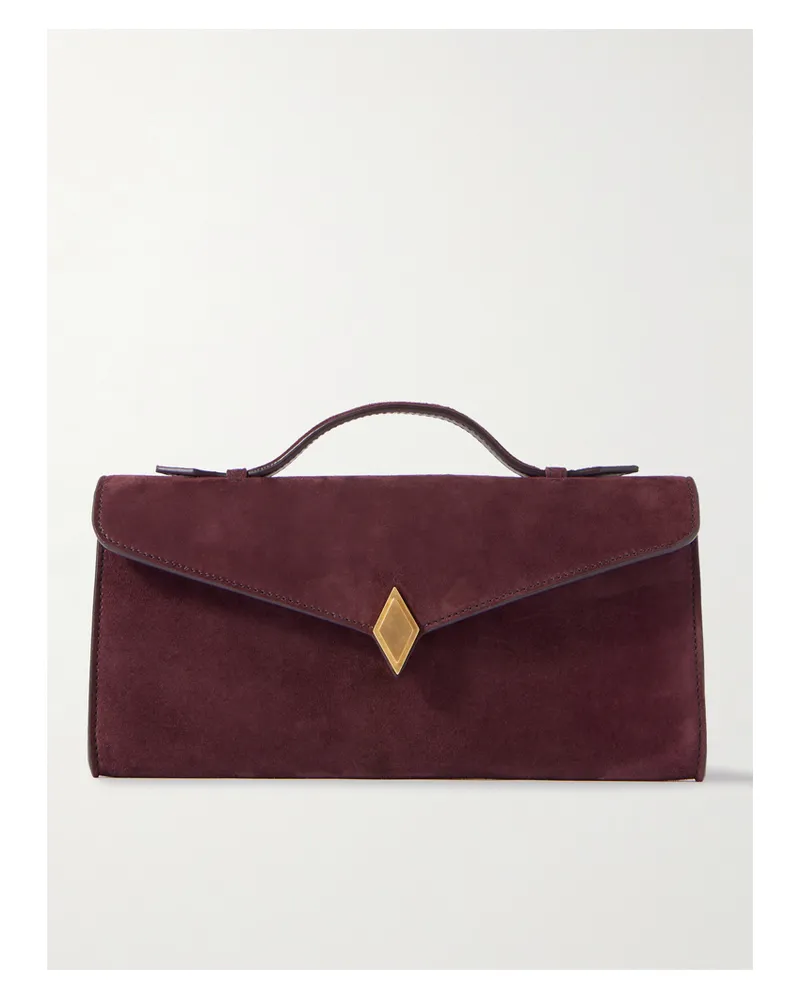 Métier Edge Embellished Suede Clutch - Purple Purple