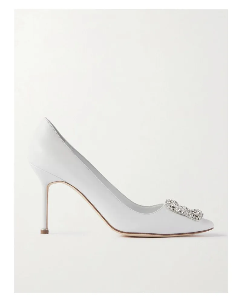 Manolo Blahnik Hangisi 90 Pumps Aus Leder Mit Verzierung - Weiß Weiß