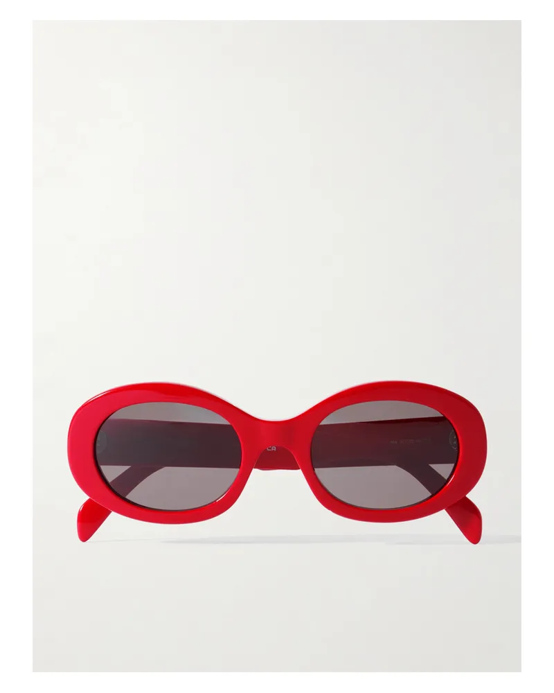 Celine Triomphe Oval-frame Acetate Sunglasses - Red Red