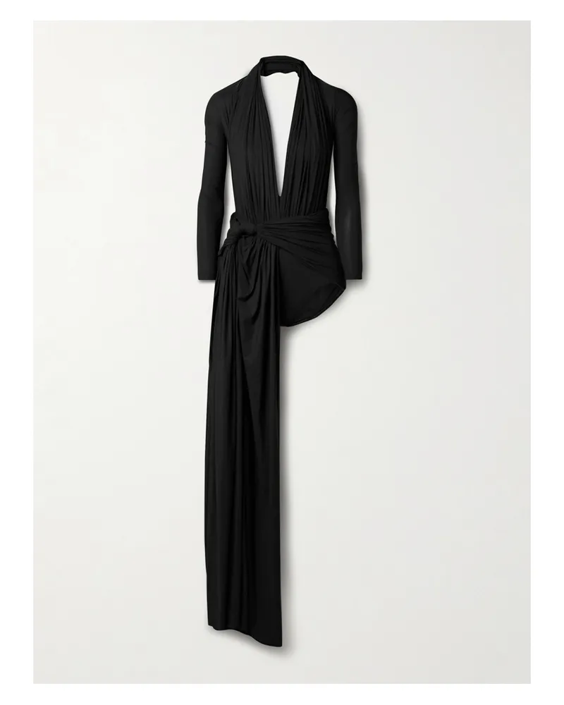 Balenciaga Draped Ruched Stretch-jersey Maxi Dress - Black Black