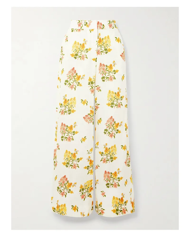AGUA BENDITA Tota Cordillera Floral-print Linen Wide-leg Pants - Multi Multi