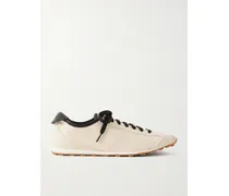 Les Tennis Leather-trimmed Canvas Sneakers - Neutrals
