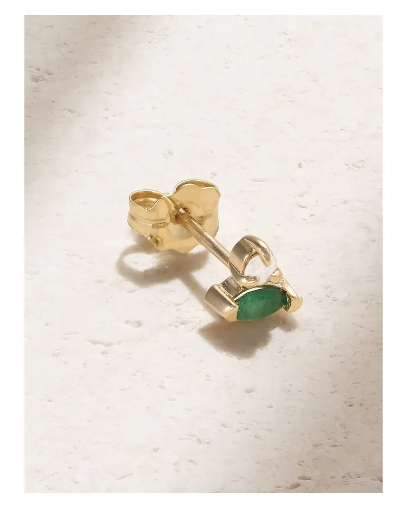 Stone & Strand Einzelner Ohrstecker Aus 10 Karat Gold Mit Smaragd Und Diamant Gold